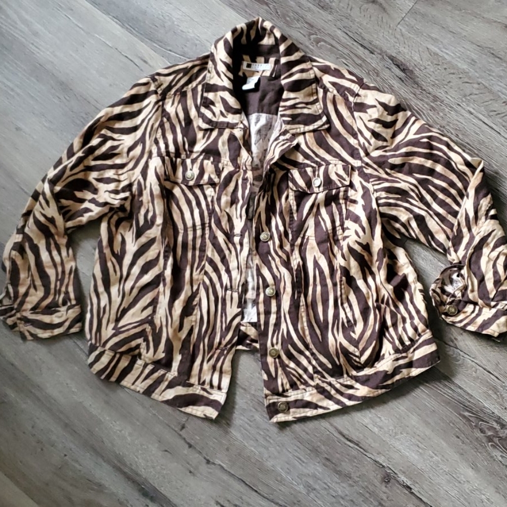 Carole Little Animal Print Button Up Jacket
